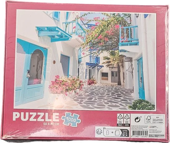Grafix - Puzzel - Volwassenen - Zuid Europese straat - Kinderen - 1000 stukken - Puzzel 1000 stukjes volwassenen - Legpuzzel - Afbeelding 3